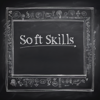 "Soft Skills" written in chalk on a black chalkboard